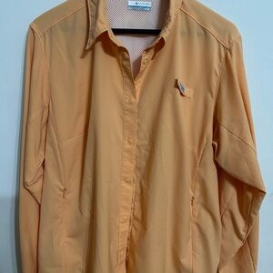 Columbia PFG Orange Button-Up Shirt Women Size 1X